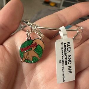 Alex and Ani Squirrel Charm Bracelet - Green and Silver